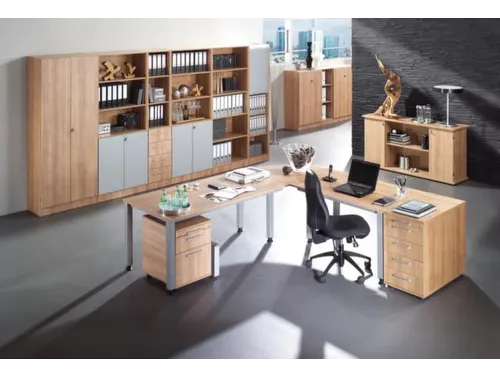 In hoogte verstelbaar bureau,HxBxD 680-760x1600x800mm,blad notenboom