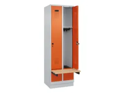 locker met bank,HxBxD 1950x600x815mm,2vak,vak B 300mm,draaigrendel