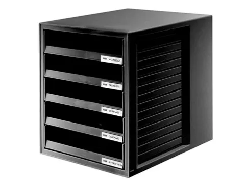 Han Ladenblok met 5 Laden Open, Zwart