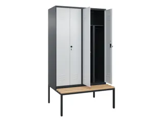 PBM-locker met bank,HxBxD 2120x1200x815mm,4vak,vak B 300mm - 2