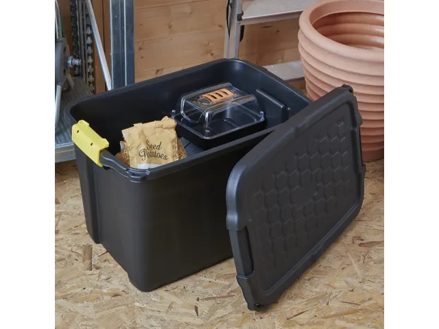 Boîte de rangement robuste 60L avec poignées Noir