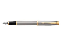 Vulpen Parker IM Brushed Metal GT Finish Medium Blauwe inkt