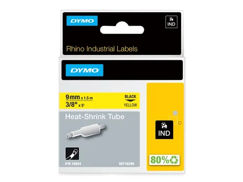 Labeltape Dymo 18054 Rhino industrieel krimpkous 9mm zwart op geel