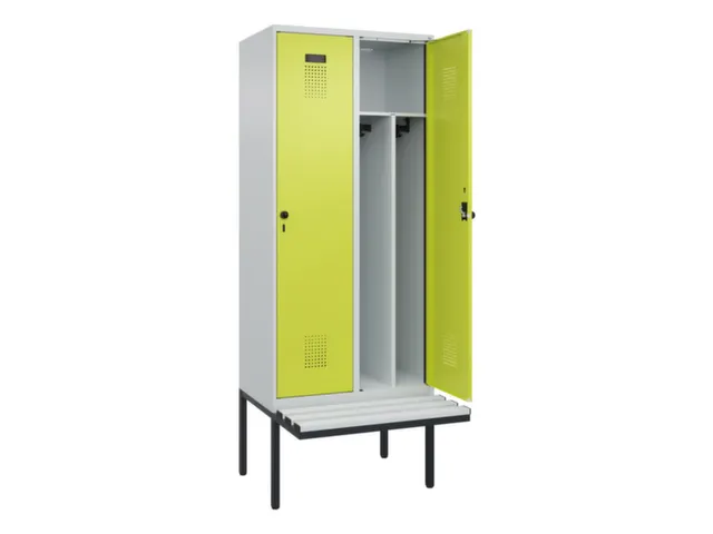 locker met bank,voor scheiding van kleding,HxBxD 2120x800x815mm,2vak