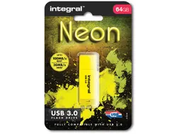 Integral Neon Usb Stick 3.0, 64 Gb, Geel