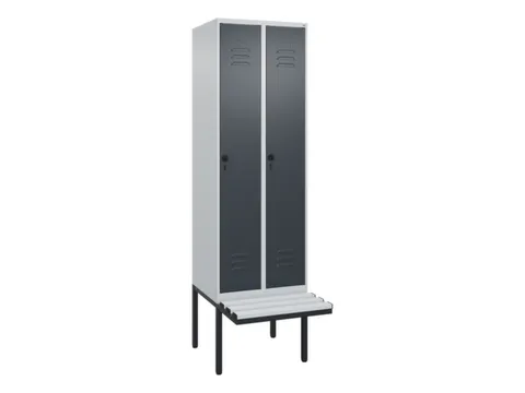 locker met bank,HxBxD 2120x600x815mm,2vak,vak B 300mm,draaigrendel