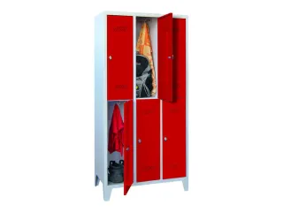 dubbeldekse locker,HxBxD 1850x900x500mm,3x2vak.,RAL7035,front RAL3000 - 2