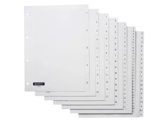 Tabbladen Quantore A4 4-Gaats 1-5 Genummerd Wit Pp