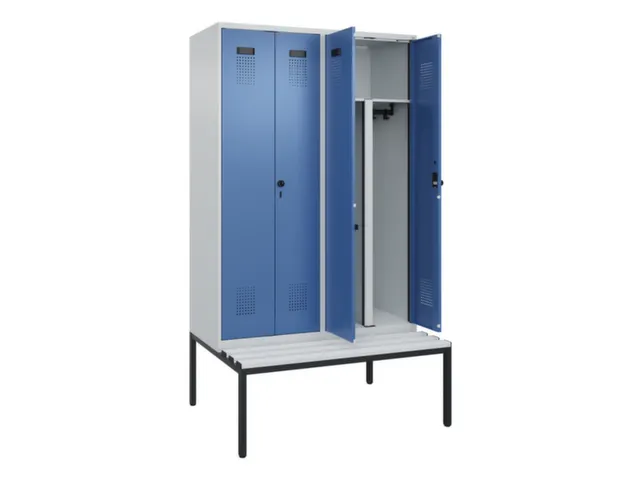 PBM-locker met bank,HxBxD 2120x1200x815mm,4vak,vak B 300mm