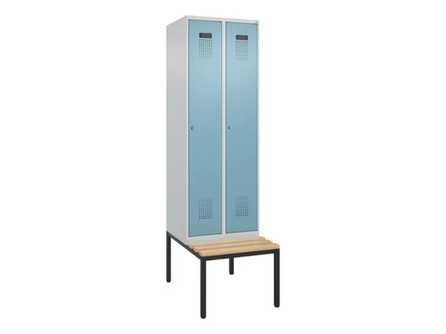 locker met bank,voor scheiding van kleding,HxBxD 2120x600x815mm,2vak