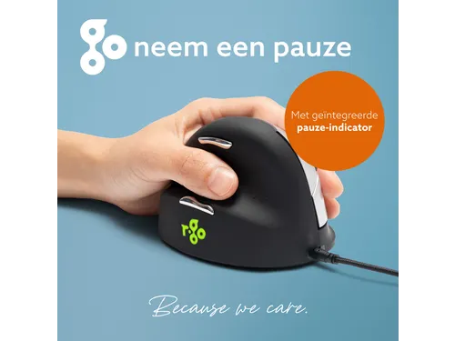 Ergonomische muis R-Go HE Break Medium links bedraad Zwart