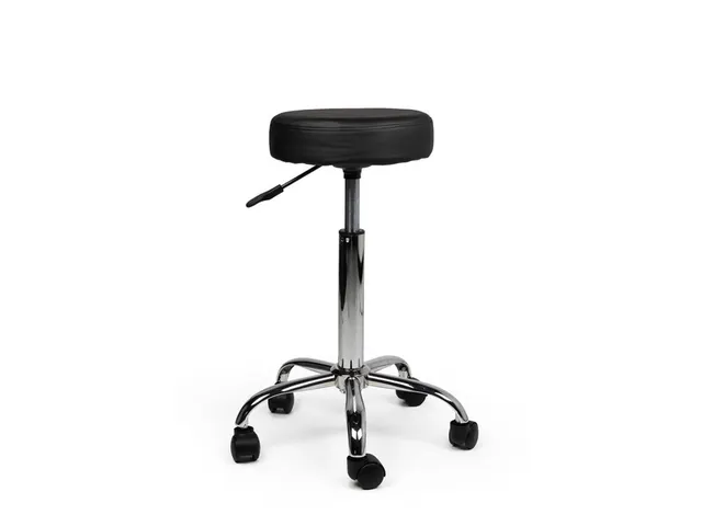 Tabouret kruk zwart standaard gasveer harde wielen