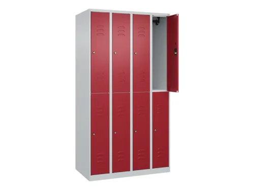 dubbeldekse locker,HxBxD 1850x1000x500mm,4x2vak.,vak B 250mm,cil.-slot