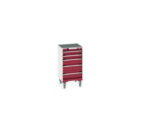 ladekast verrijdbaar 980x525x525mm 5laden RAL7035 front RAL3004