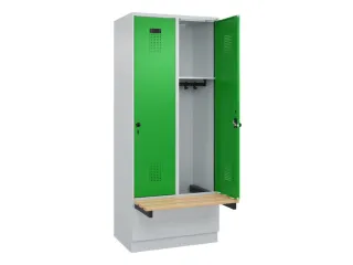 locker met bank,HxBxD 1950x800x815mm,2vak,vak B 400mm,draaigrendel - 1