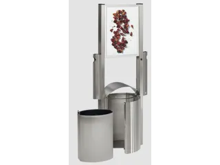 Afvalbak RVS 50 liter 800x480mm verzinkt 2asbakken reclamevlak - 3