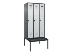 locker met bank,voor scheiding van kleding,HxBxD 2120x900x815mm,3vak