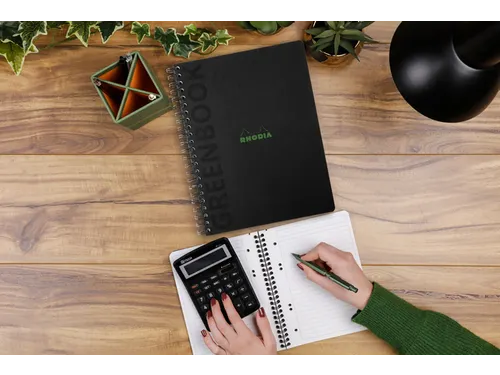 Notitieboek Rhodia Greenbook recycled A5+ lijn Hard Cover Zwart