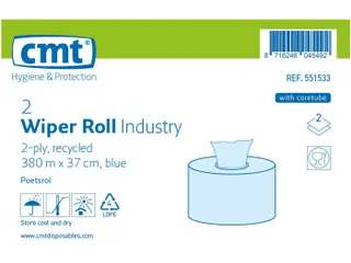 Poetsrol Industrie Recycled 2-laags 380m Blauw 2 Rol - 2
