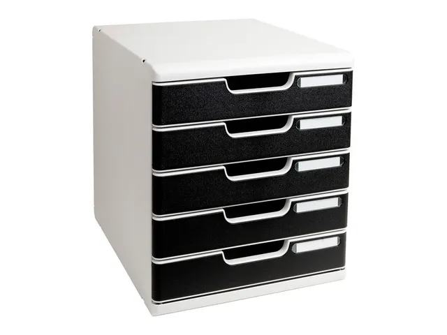 Bloc à tiroirs MODULO A4 5 tiroirs Classic Noir Gris