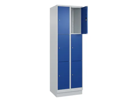lockerkast,HxBxD 1950x600x500mm,2x3vakken,vak B 300mm,cil.-slot,sokkel