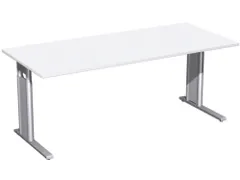 Bureau C-Poot HxBxD 680-800x1800x800mm Decor wit Zilverkleurig