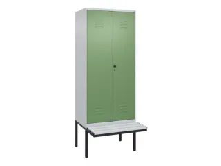 PBM-locker met bank,HxBxD 2120x800x815mm,2vak,vak B 400mm,draaigrendel - 1