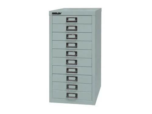 kantoor-ladekast HxBxD 590x278x380mm 10 laden romp zilverkleurig staal