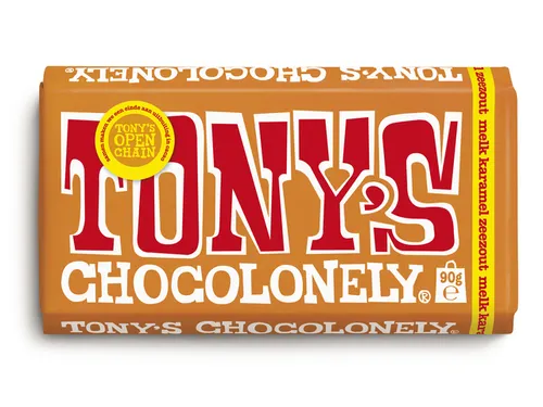 Chocolade Tony Chocolonely melk karamel zeezout reep 90 gram