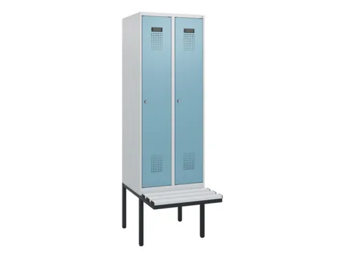 locker met bank,HxBxD 1950x600x815mm,2vak,vak B 300mm,cilinderslot