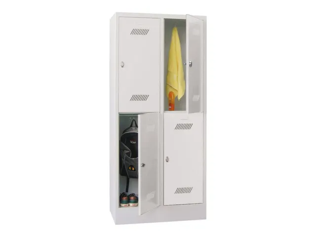 dubbeldekse locker,HxBxD 1850x800x500mm,2x2vak.,RAL7035,front RAL7035