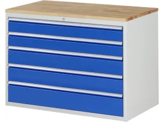 ladekast 825x1145x650mm 5laden cilinderslot RAL7035 RAL5010 beuken - 1