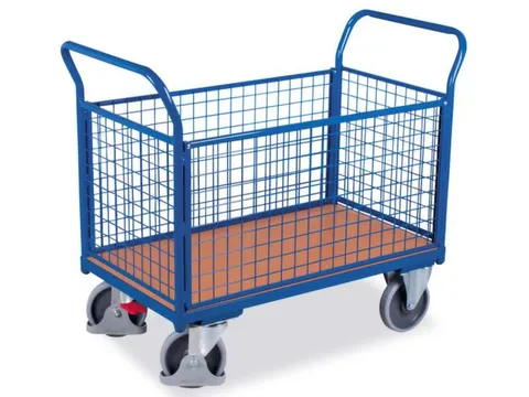 Platformwagen 400kg Laadvlak 880x500mm 4 Gaaswanden Ral 5010