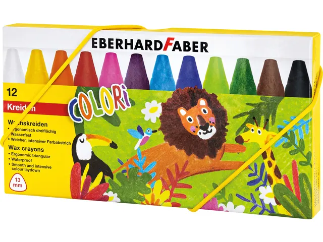 Waskrijt Eberhard Faber driekantig watervast etui à 12 stuks