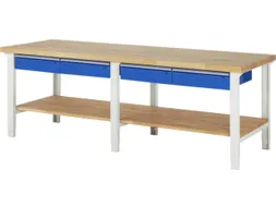 werkbank,HxBxD 790-1140x2500x900mm,beukblad,draagverm. 750kg