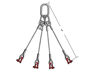 Staaldraadstroppen 4strengen 10.5t 0-45° Kabel Ø 22mm Harpsluiting - 3