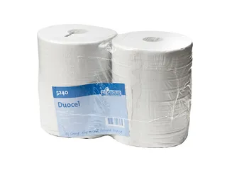 Poetspapier Rol 2-laags Duocel Wit Recycled - 1