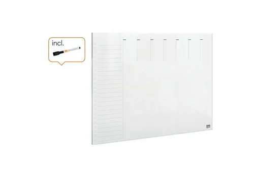Weekplanner Nobo transparant Whiteboard acryl A4