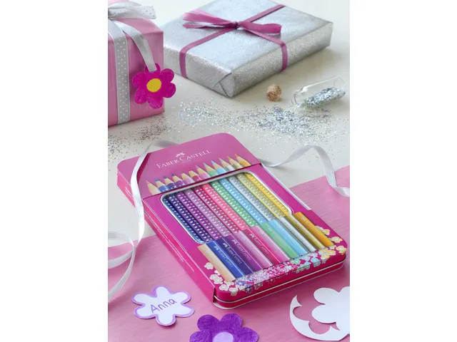 Crayons de couleur Faber Castell Sparkle dans une boîte métallique r