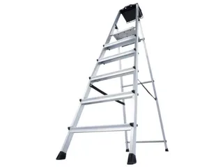 trapladder,eenzijdig,6treden,bordes m. antislip elementen,balk L 2,05m - 4