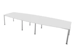 vergadertafel HxBxD 74x400x140cm vatvormig Bl-wit 4voeten alu