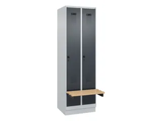 locker met bank,HxBxD 1950x600x815mm,2vak,vak B 300mm,draaigrendel - 2