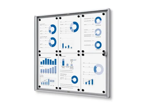 Vitrinebord Quantore voor binnen 6x A4 zilver