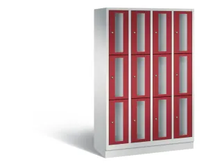 Lockerkast 1800x1190x500mm 4x3 vakken Cilinderslot, Sokkel, RAL3003 - 2