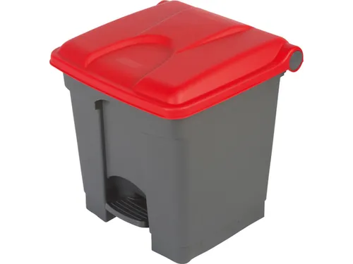 pedaalemmer,1x30l,HxBxD 435x398x410mm,romp PP grijs,deksel PP rood