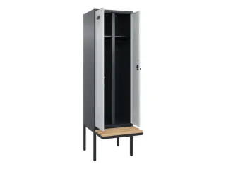 locker met bank,voor scheiding van kleding,HxBxD 2120x600x815mm,2vak - 1
