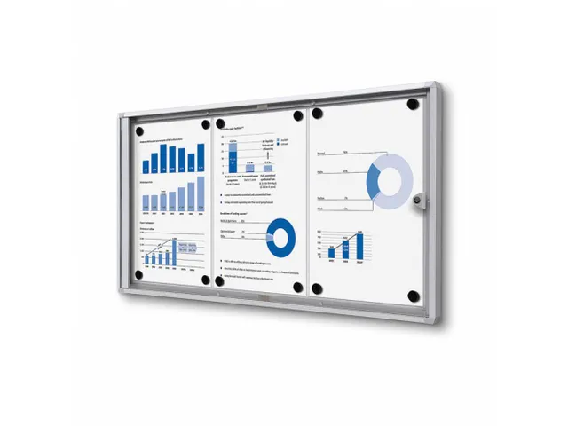 Vitrinekast Mededelingenbord Indoor Economy 3xA4 Zilver