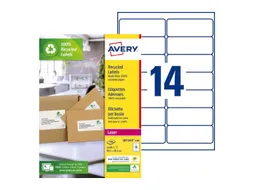 Etiket Avery LR7163-100 99.1x38.1mm recycled wit 1400 stuks