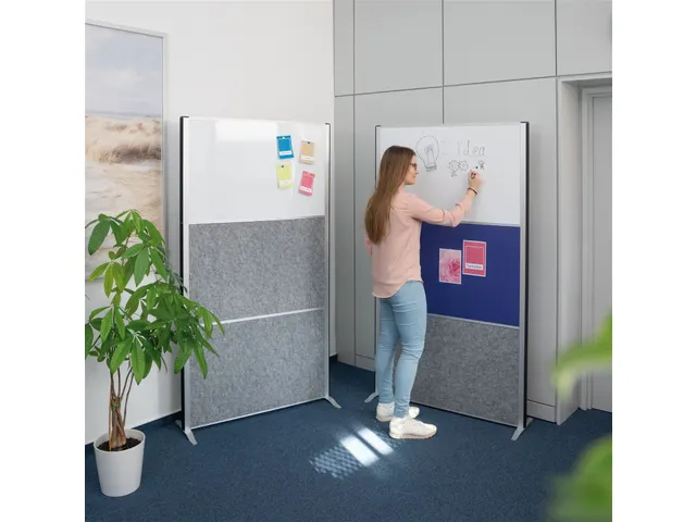 MAULconnecto Scheidingswand 2x Donker 1x whiteboard Mobiel zilver