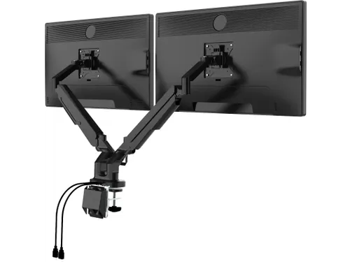 Dubbele Monitorarm Zwart Incl. USB Poorten